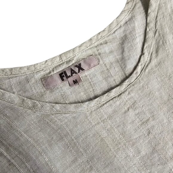 FLAX Womens 100% Linen 3/4 Sleeve Tunic Shirt, Green, lagenlook, Size M - Picture 5 of 8